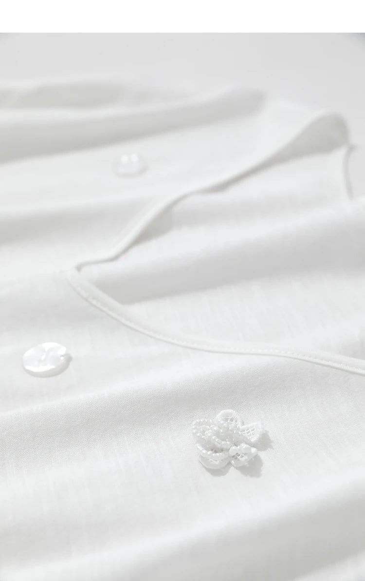 Long-Sleeved V-Neck Loose-Fitting Pullover T-Shirt